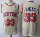 New York Knicks Patrick Ewing #33 beige throwback nba basketball Jersey