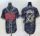 Nike Chicago Bulls #23 Michael Jordan gray camo baseball jerseys Joint name-BD