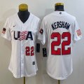 Youth 2023 World Cup #22 Clayton Kershaw white USA majestic baseball jerseys 09