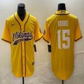 Nike Minnesota Vikings #15 Joshua Dobbs yellow baseball jerseys Joint name-BD