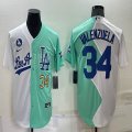 Nike Los Angeles Dodgers #34 Fernando Valenzuela green white splits majestic baseball Jerseys-BD 01