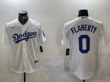 Los Angeles Dodgers #0 Jack Flaherty white majestic baseball Jersey 01