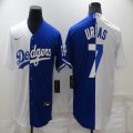 Nike Los Angeles Dodgers #7 Julio Urias white blue split majestic baseball jersey-BD