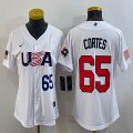 Women 2023 World Cup #65 Nestor Cortes white USA majestic baseball jerseys 05