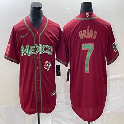 2023 World Cup Mexico #7 Julio Urias red majestic baseball jerseys 125