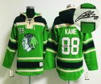 Chicago Blackhawks #88 Patrick Kane green hockey Hooded Sweatshirt-Signature