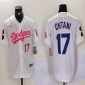 Nike Los Angeles Dodgers #17 Shohei Ohtani white pink majestic baseball jerseys Joint Name 01