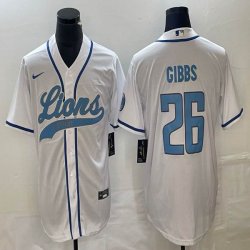 Nike Detroit Lions #26 Jahmyr Gibbs white baseball jerseys Joint name-BD