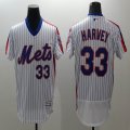 2016 New York Mets #33 Matt Harvey White Blue Strip elite baseball Jerseys