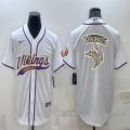 Nike Minnesota Vikings white baseball jerseys Joint name-BD 01