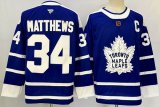 Toronto Maple Leafs #34 Auston Matthews blue hockey jersey with C patch-PD 01