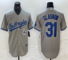 New Los Angeles Dodgers #31 Tyler Glasnow gray majestic baseball jerseys 05