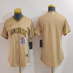 Women Nike San Diego Padres blank beige majestic baseball jerseys 01