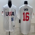 2023 World Cup #16 Will Smith white USA majestic baseball jerseys 01