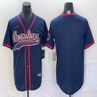 Nike Cleveland Indians blank blue majestic baseball jersey Joint name-BD