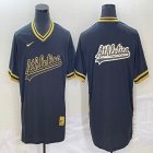 Nike Oakland Athletics blank black majestic baseball jersey big logo 02