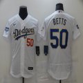 Custom Dodgers #50 Mookie Betts Nike white Dodger World Series Champions Flexbase Authentic Collection Jersey