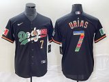 Nike Los Angeles Dodgers #7 Julio Urias black majestic baseball jersey Color font-BD 03