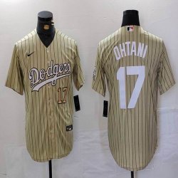 Nike Los Angeles Dodgers #17 Shohei Ohtani beige fashion MLB baseball Jersey 25