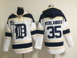 Detroit Tigers #35 Justin Verlander white Baseball Hooded Sweatshirt