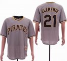 Pittsburgh Pirates #21 Roberto Clemente gray throwback mlb jersey