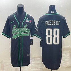 2023 super bowl Nike Philadelphia Eagles #88 Dallas Goedert black baseball jerseys Joint name-BD