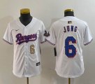 Youth Nike Texas Rangers #6 Josh Jung white majestic baseball jerseys Champion patch-BD 02