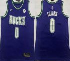 Nike Milwaukee Bucks #0 Damian Lillard purple nba basketball Jerseys -XD