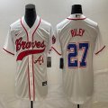 Nike Atlanta Braves #27 Austin Riley beige MLB Baseball jerseys Joint name-BD