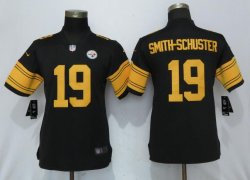 Women Nike Pittsburgh Steelers 19 Smith-schuster Black yellow Color Rush limited Jersey