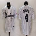 Nike New York Yankees #4 Lou Gehrig white MLB baseball Jersey Joint name -BD 03