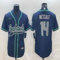 Nike Seattle Seahawks #14 D.K. Metcalf blue baseball jerseys Joint name-BD