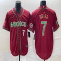 2023 World Cup Mexico #7 Julio Urias red majestic baseball jerseys 124