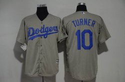 Los Angeles Dodgers #10 Justin Turner gray baseball jerseys