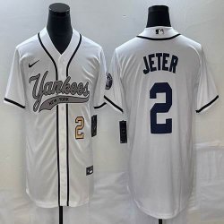 Nike New York Yankees #2 Derek Jeter white majestic MLB baseball Jerseys Joint name 04