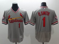 St Louis Cardinals #1 Ozzie Smith throwback gray Flexbase Authentic Collection Jersey-BD