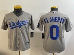 Youth Los Angeles Dodgers #0 Jack Flaherty gray majestic baseball Jersey 01