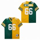 Green Bay Packers #66 Ray Nitschke green yellow splits throwback nfl jersey