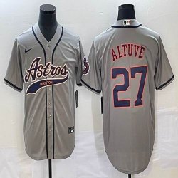 Nike Houston Astros #27 Jose Altuve gray majestic baseball jerseys Joint name -BD