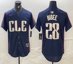 Nike Cleveland Indians #28 Bibee blue majestic baseball jersey -BD