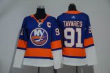 Women Adidas New York Islanders 91 John Tavares blue hockey jersey