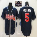 Nike Atlanta Braves #5 Freddie Freeman dark blue majestic baseball jersey