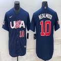 2023 World Cup #10 J.T. Realmuto blue USA majestic baseball jerseys 01