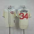 Chicago Cubs #34 Jon Lester beige throwback baseball jersey(1)