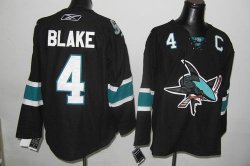 San Jose Sharks 4# Rob Blake Black NHL Jerseys C Patch