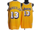 Los Angeles Lakers 13 CHAMBERLAIN throwback yellow nba jerseys