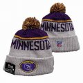 2024 Minnesota Vikings gray purple NFL Sports Cuffed Knit Hats 02