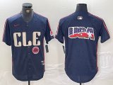 Nike Cleveland Indians blank blue majestic baseball jersey -BD 09