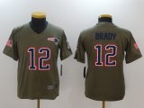 Youth Nike New England Patriots #12 Tom Brady green USA flag Color Rush Limited Jersey