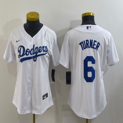 Women Los Angeles Dodgers #6 Justin Turner white majestic baseball Jerseys-BD